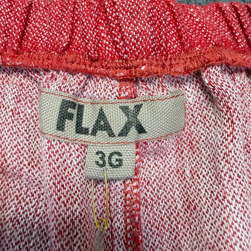 FLAX Red Linen Wide Leg Cropped Pants 3G NWT Lagenlook - Picture 3 of 7